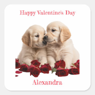 Golden Retriever Puppies Kussen Valentijn Sticker