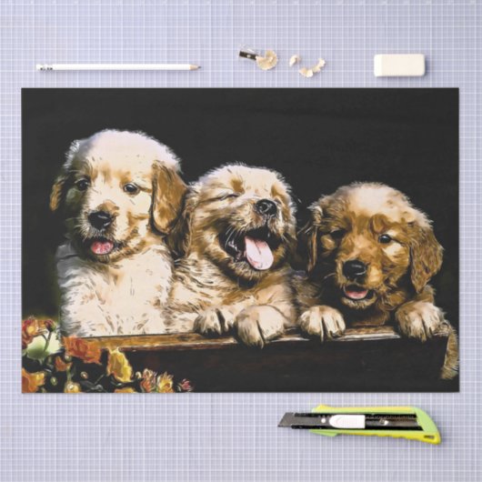 Golden Retriever Puppies Tissuepapier (Craft)