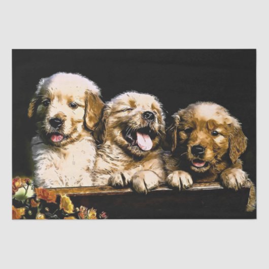 Golden Retriever Puppies Tissuepapier (Voorkant)