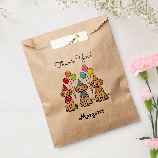 Golden Retriever Puppies Verjaardagsgunsttassen Bedankzakje (Gezegeld)