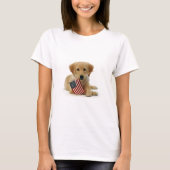 Golden Retriever Puppy and Flag T-shirt (Voorkant)