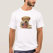 Golden Retriever Puppy and Flag T-shirt (Voorkant)