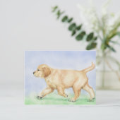 Golden Retriever Puppy Art Post Card Briefkaart (Staand voorkant)