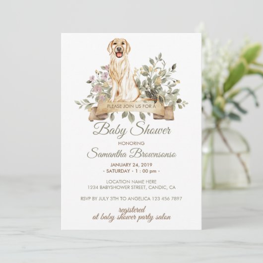 Golden Retriever Puppy Baby shower Kaart (Staand voorkant)