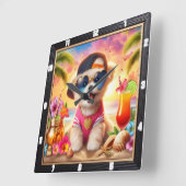 Golden Retriever Puppy Beach Tijd Vierkante Klok (Hoek)