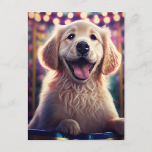 Golden Retriever Puppy bij Carnival - Briefkaart (Voorkant)