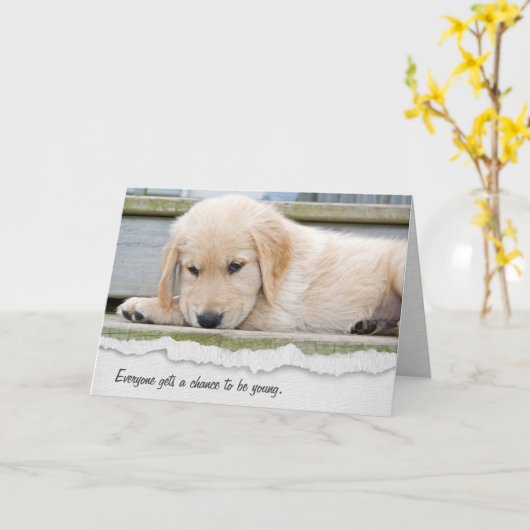 Golden Retriever Puppy Birthday Humor Card Kaart (Gele Bloem)