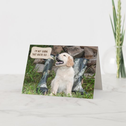 Golden Retriever Puppy Birthday Humor Kaart (Voorkant)