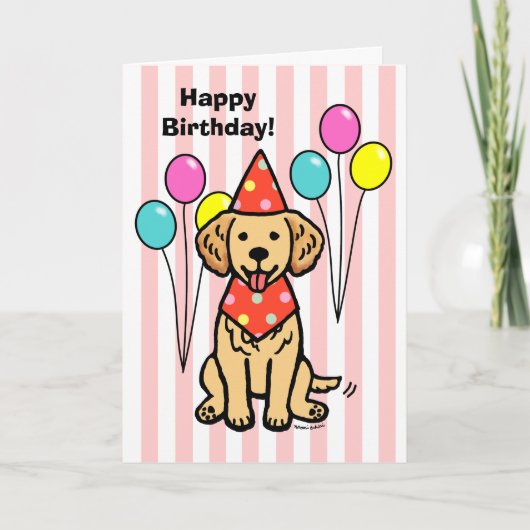 Golden Retriever Puppy Birthday Kaart (Voorkant)