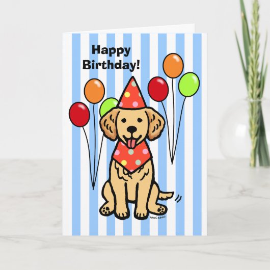 Golden Retriever Puppy Birthday Kaart (Voorkant)