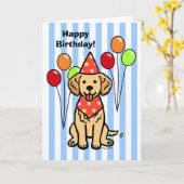 Golden Retriever Puppy Birthday Kaart (Gele Bloem)