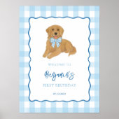 Golden Retriever Puppy Birthday Party Welcome Poster (Voorkant)