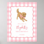 Golden Retriever Puppy Birthday Party Welcome Poster (Voorkant)
