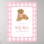 Golden Retriever Puppy Birthday Party Welcome Poster (Voorkant)