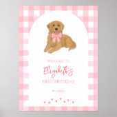 Golden Retriever Puppy Birthday Party Welcome Poster (Voorkant)