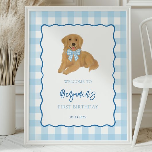 Golden Retriever Puppy Birthday Party Welcome Poster