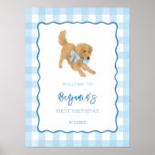 Golden Retriever Puppy Birthday Party Welcome Poster (Voorkant)