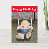 Golden Retriever Puppy Birthday Swing Kaart (Voorkant)