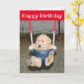 Golden Retriever Puppy Birthday Swing Kaart (Gele Bloem)