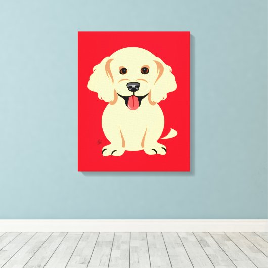 Golden Retriever Puppy Children's Wall Decor Canvas Afdruk (Insitu (Houten vloer))