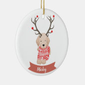 Golden Retriever Puppy Deer Antler gepersonaliseer Keramisch Ornament (Rechts)