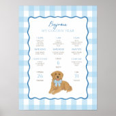 Golden Retriever Puppy Dog 1st Birthday Milestone Poster (Voorkant)