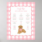 Golden Retriever Puppy Dog 1st Birthday Milestone Poster (Voorkant)