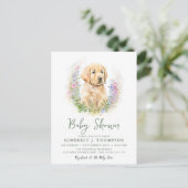 Golden Retriever Puppy Dog Baby shower Uitnodiging (Staand voorkant)