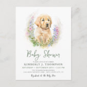 Golden Retriever Puppy Dog Baby shower Uitnodiging (Voorkant)