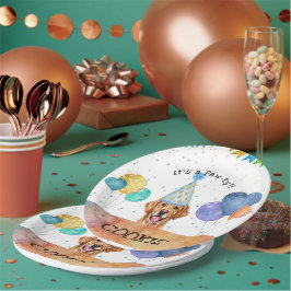 Golden Retriever Puppy Dog Birthday Pawty Papieren Bordje
