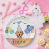 Golden Retriever Puppy Dog Birthday Pawty Papieren Bordje (Feest)