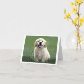Golden Retriever Puppy Dog Blank Kaart (Gele Bloem)