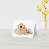 Golden Retriever Puppy Dog Blank Note Kaart (Gele Bloem)