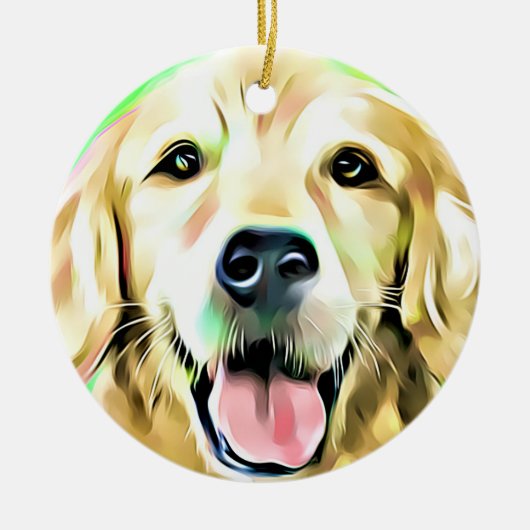 Golden Retriever Puppy Dog Digital art Keramisch Ornament (Voorkant)