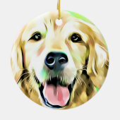 Golden Retriever Puppy Dog Digital art Keramisch Ornament (Achterkant)