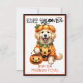 Golden Retriever Puppy Dog Happy Halloween Notitiekaartje (Voorkant)