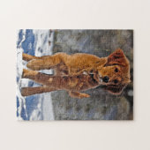 Golden Retriever Puppy Dog in de sneeuw Legpuzzel (Horizontaal)