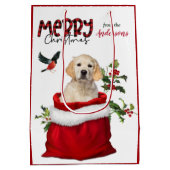 Golden Retriever Puppy Dog Kerstmis Medium Cadeauzakje (Achterkant)