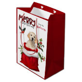 Golden Retriever Puppy Dog Kerstmis Medium Cadeauzakje (Achterkant Gekanteld)