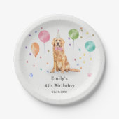 Golden Retriever Puppy Dog Kids Verjaardagsfeest Papieren Bordje (Voorkant)