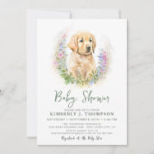 Golden Retriever Puppy Dog Modern Baby shower Kaart (Voorkant)