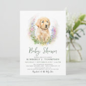 Golden Retriever Puppy Dog Modern Baby shower Kaart (Staand voorkant)