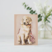 Golden Retriever Puppy dog pet portret tekening Briefkaart (Staand voorkant)