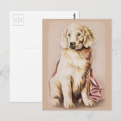 Golden Retriever Puppy dog pet portret tekening Briefkaart (Voorkant / Achterkant)