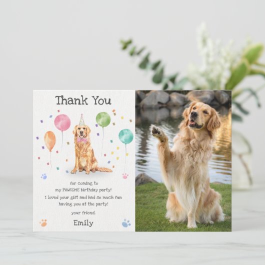 Golden Retriever Puppy Dog Verjaardag Dank u kaart (Staand voorkant)