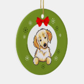 Golden Retriever Puppy Eerste Kerstmis Klassiek Keramisch Ornament (Rechts)