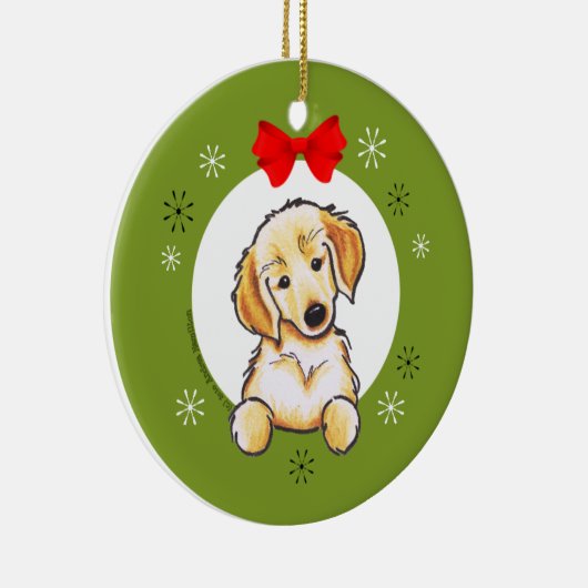 Golden Retriever Puppy Eerste Kerstmis Klassiek Keramisch Ornament (Rechts)