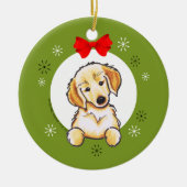 Golden Retriever Puppy Eerste Kerstmis Klassiek Keramisch Ornament (Voorkant)