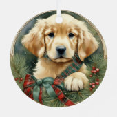Golden Retriever Puppy Eerste Kerstmis Ornament (Achterkant)