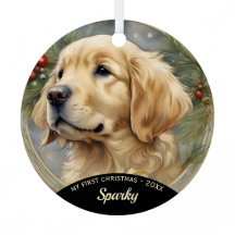 Golden Retriever Puppy Eerste Kerstmis Ornament